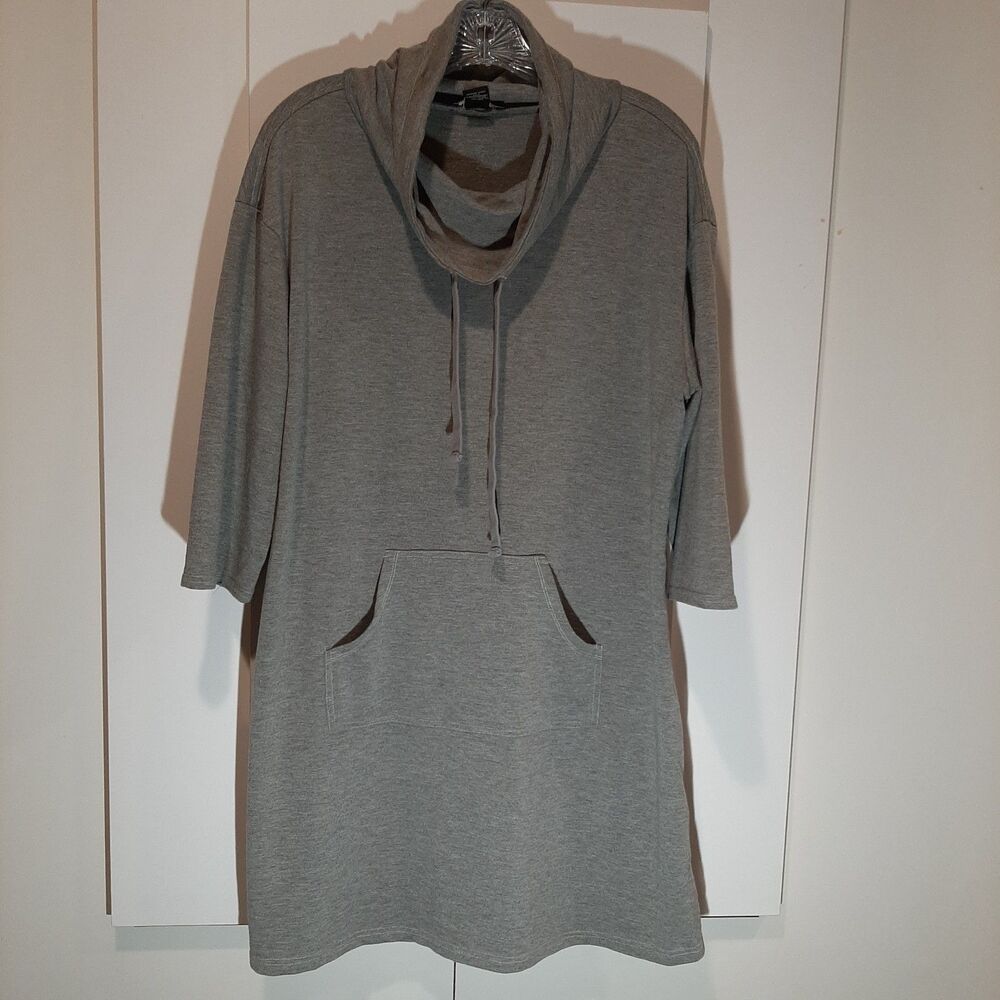 Robert Louis Cowl Neck Sweatshirt Dress Women’s PXL Gray Knit Sleeve Tunic